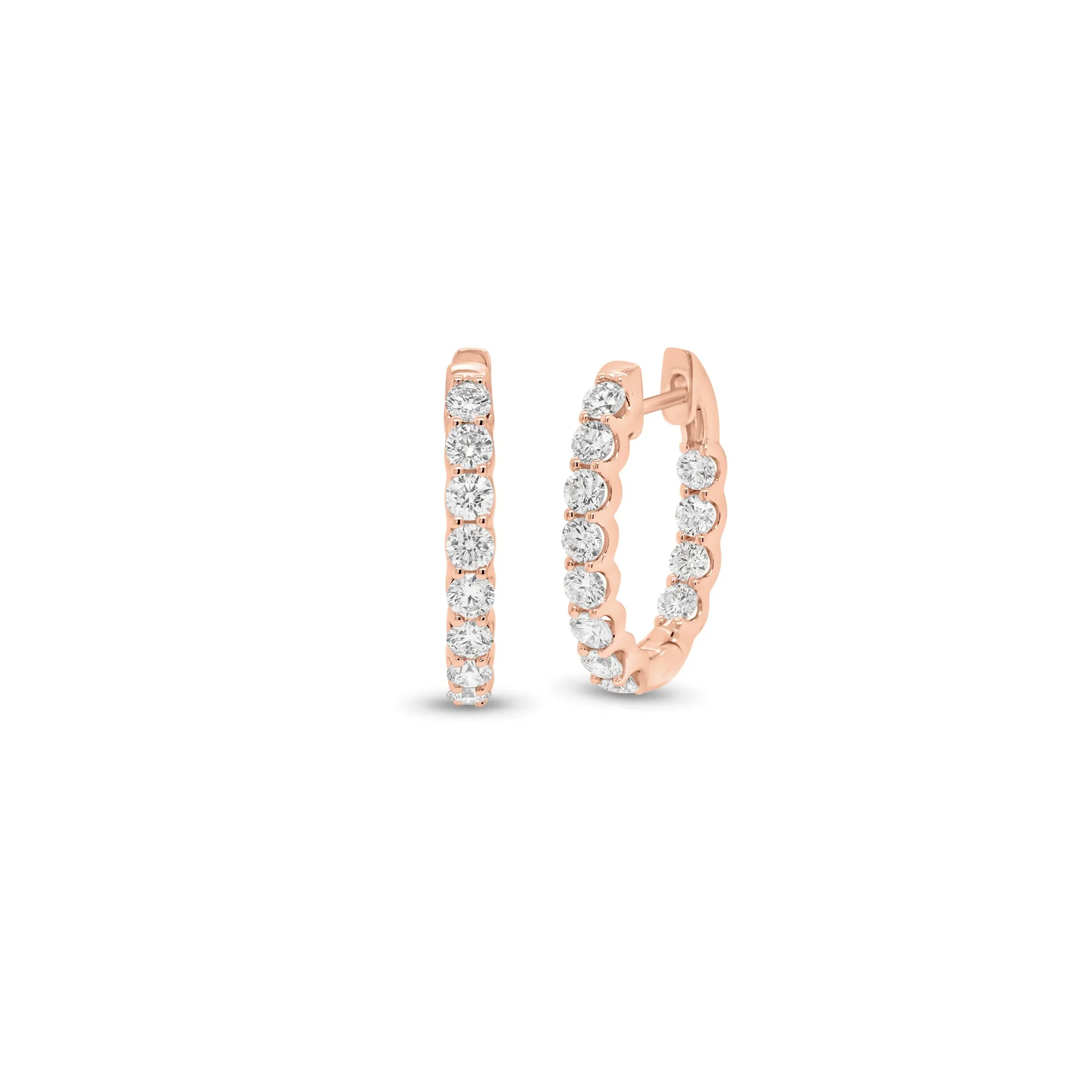 1 ct Diamond Interior & Exterior Huggie Earrings