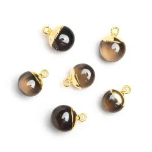 10-13mm Gold Leafed Smoky Quartz Coin Pendant 1 Bead