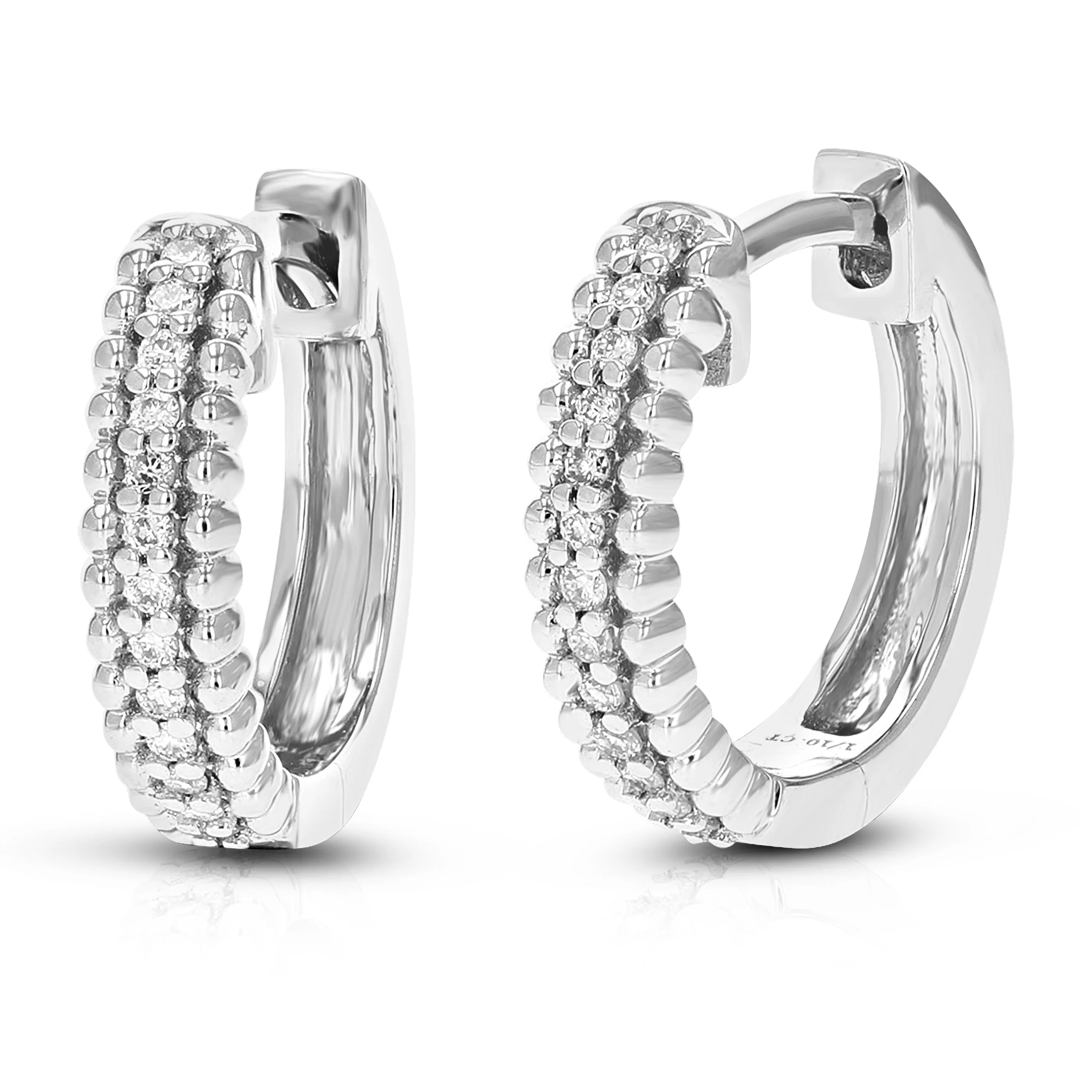 1/10 cttw Round Cut Lab Grown Diamond Hoop Earrings in .925 Sterling Silver Prong Set 1/2 Inch