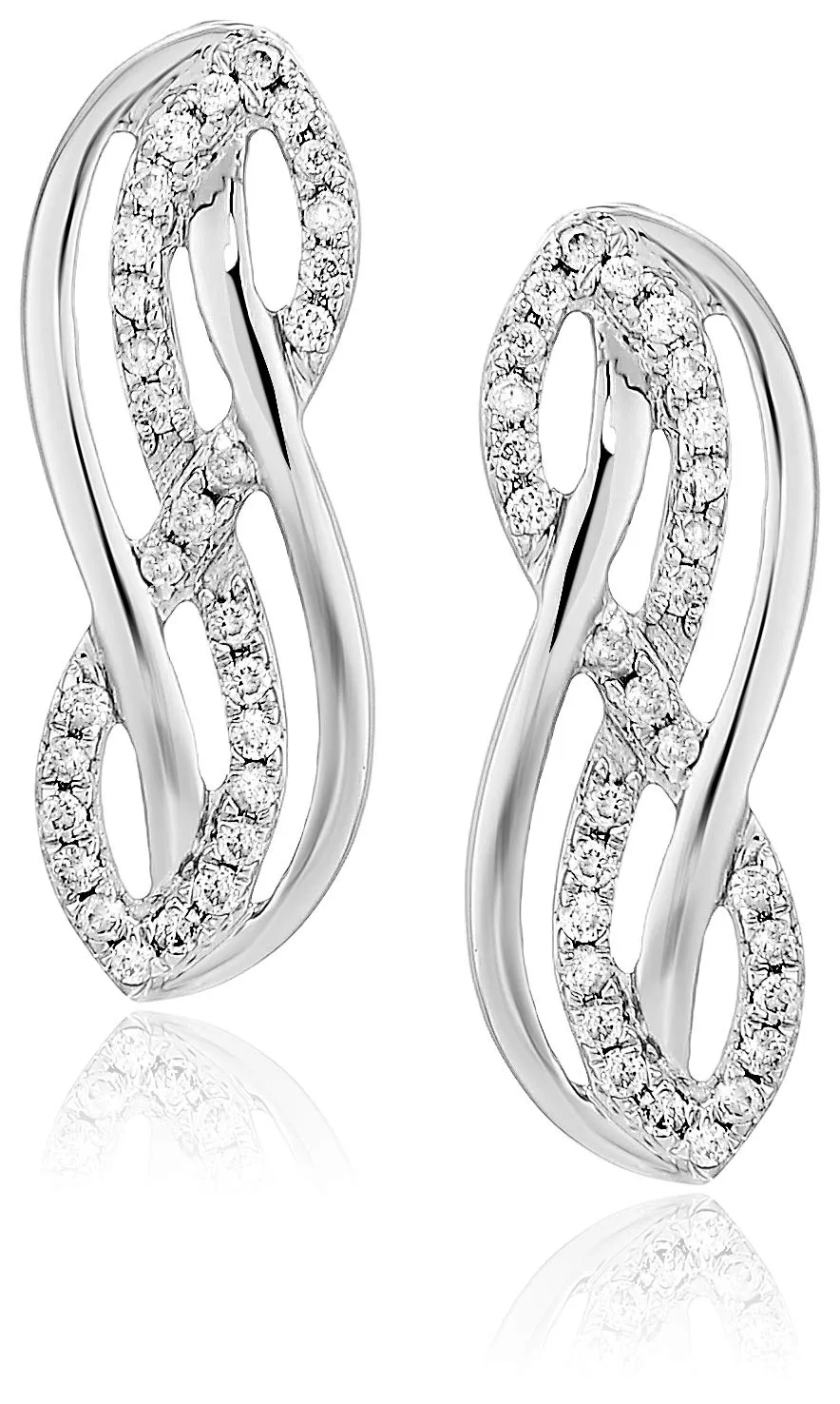 1/4 cttw Diamond Highway Earrings in 10K White Gold