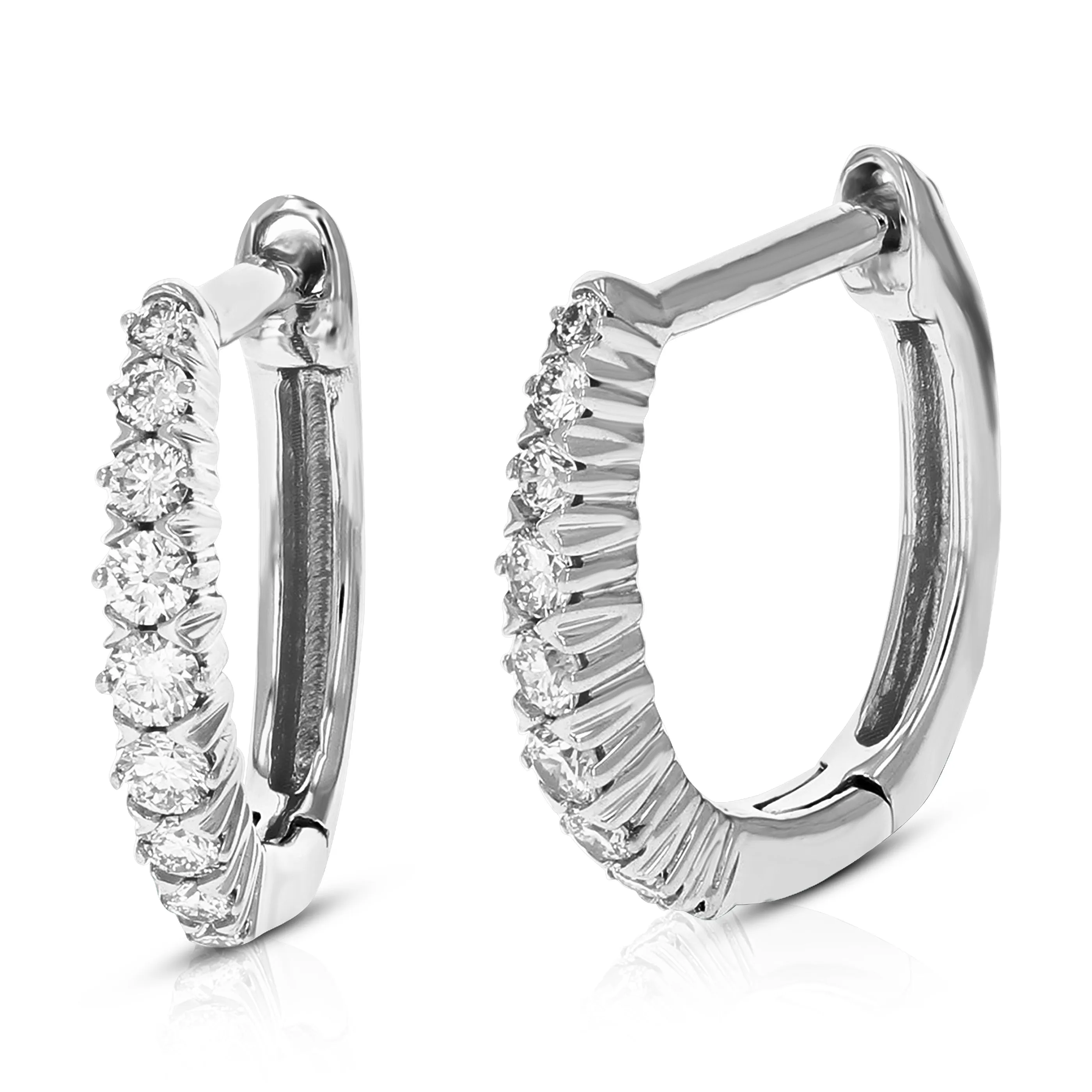 1/4 cttw Floating Lab Grown Diamond Hoop Earring 14K White Gold