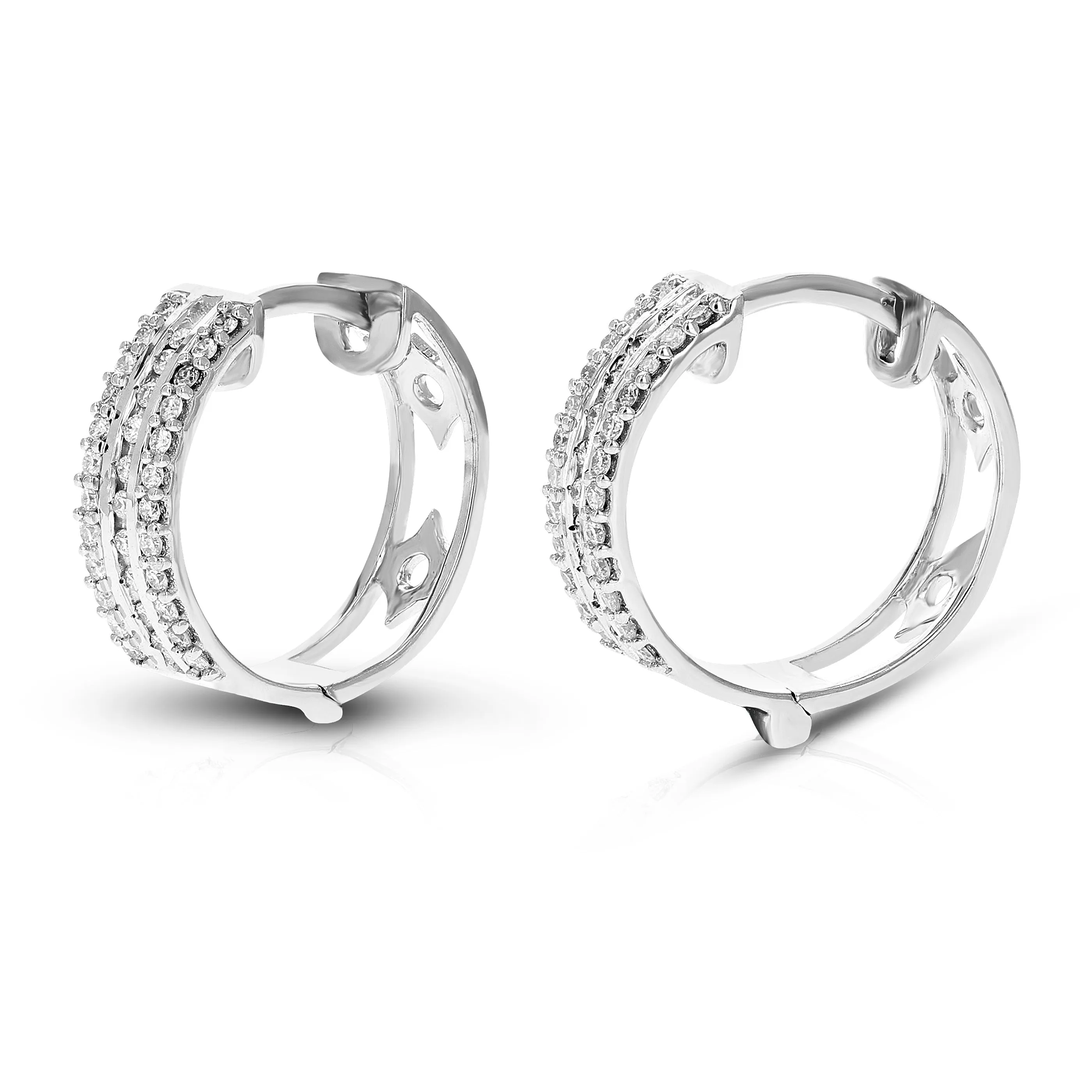 1/4 cttw Round Cut Lab Grown Diamond Hoop Earrings .925 Sterling Silver Prong Set