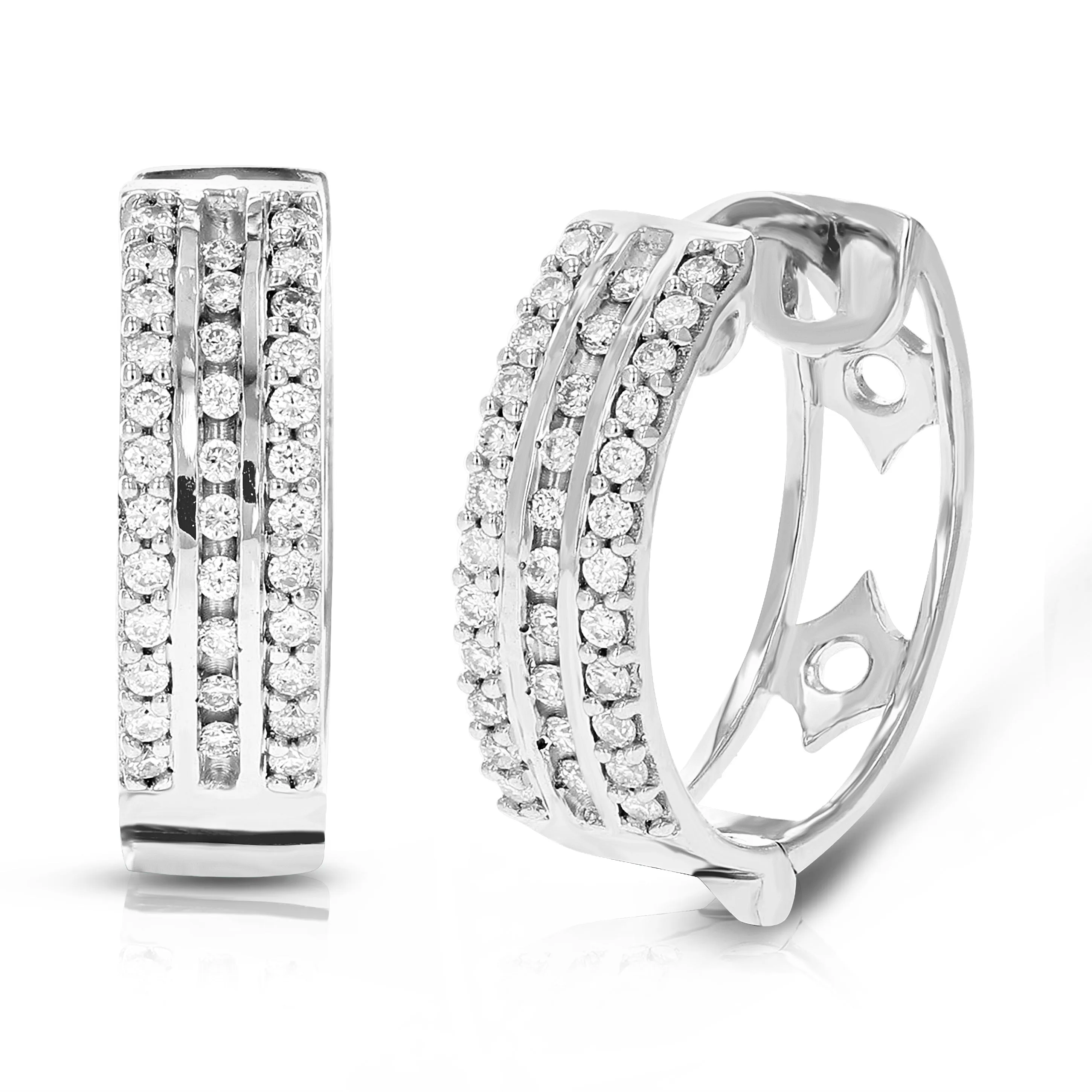 1/4 cttw Round Cut Lab Grown Diamond Hoop Earrings .925 Sterling Silver Prong Set