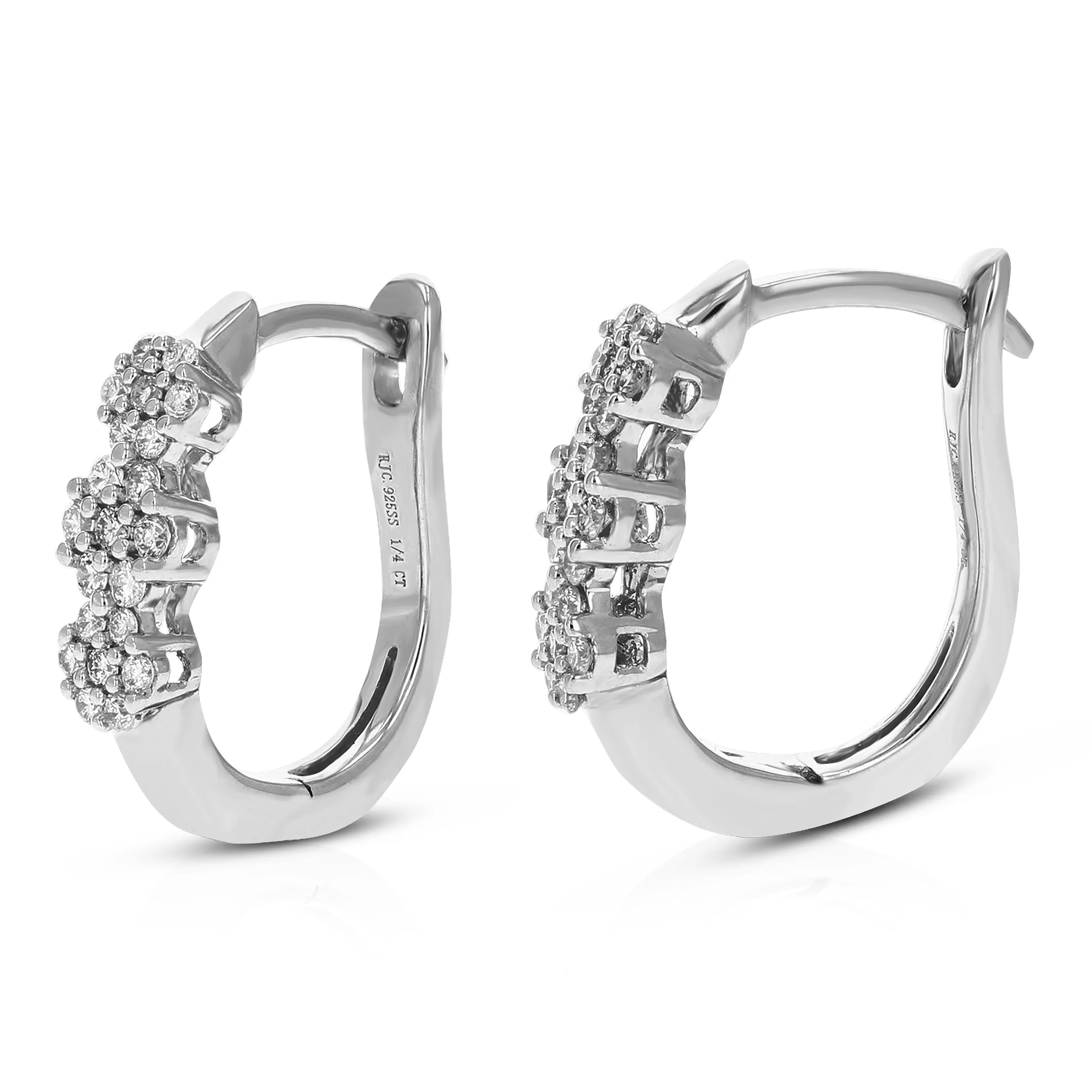 1/4 cttw Round Cut Lab Grown Diamond Hoop Earrings in .925 Sterling Silver Prong Set 1/2 Inch