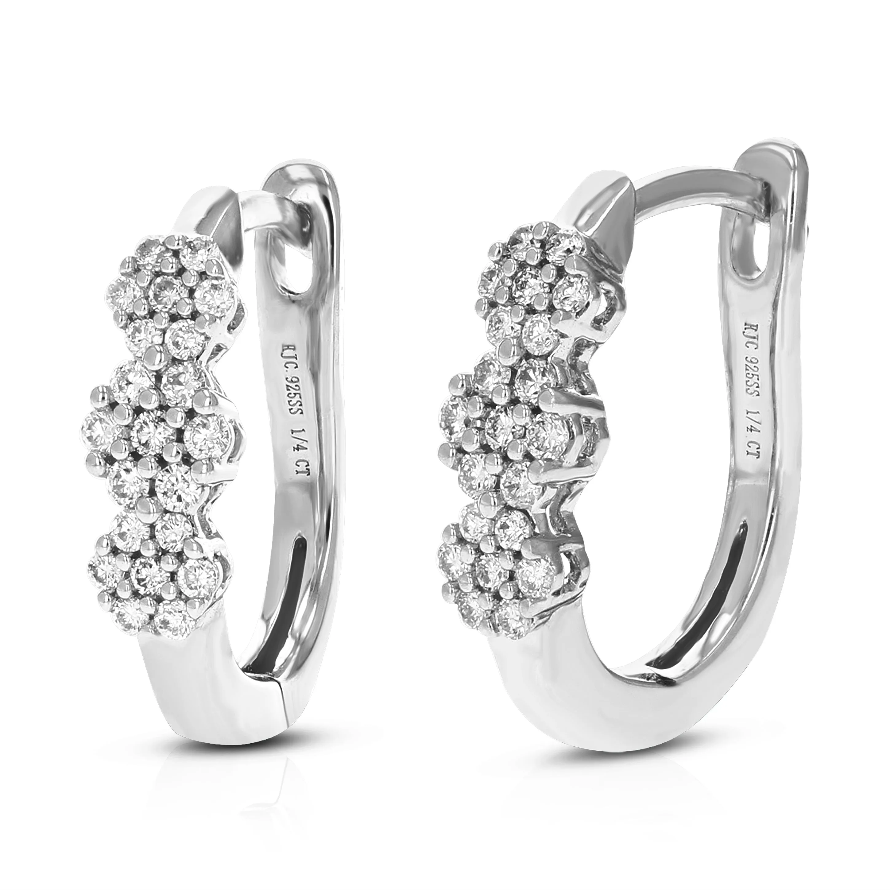 1/4 cttw Round Cut Lab Grown Diamond Hoop Earrings in .925 Sterling Silver Prong Set 1/2 Inch