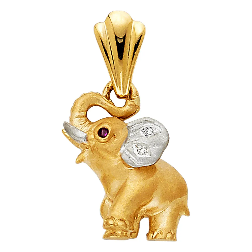 14K 2T Elephant Pendant