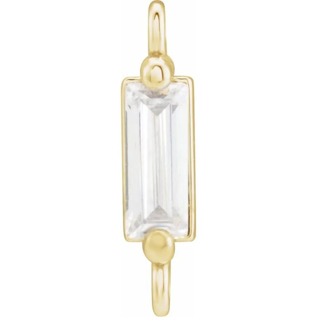 14K Yellow Gold 3x1.5mm Moissanite Baguette Charm