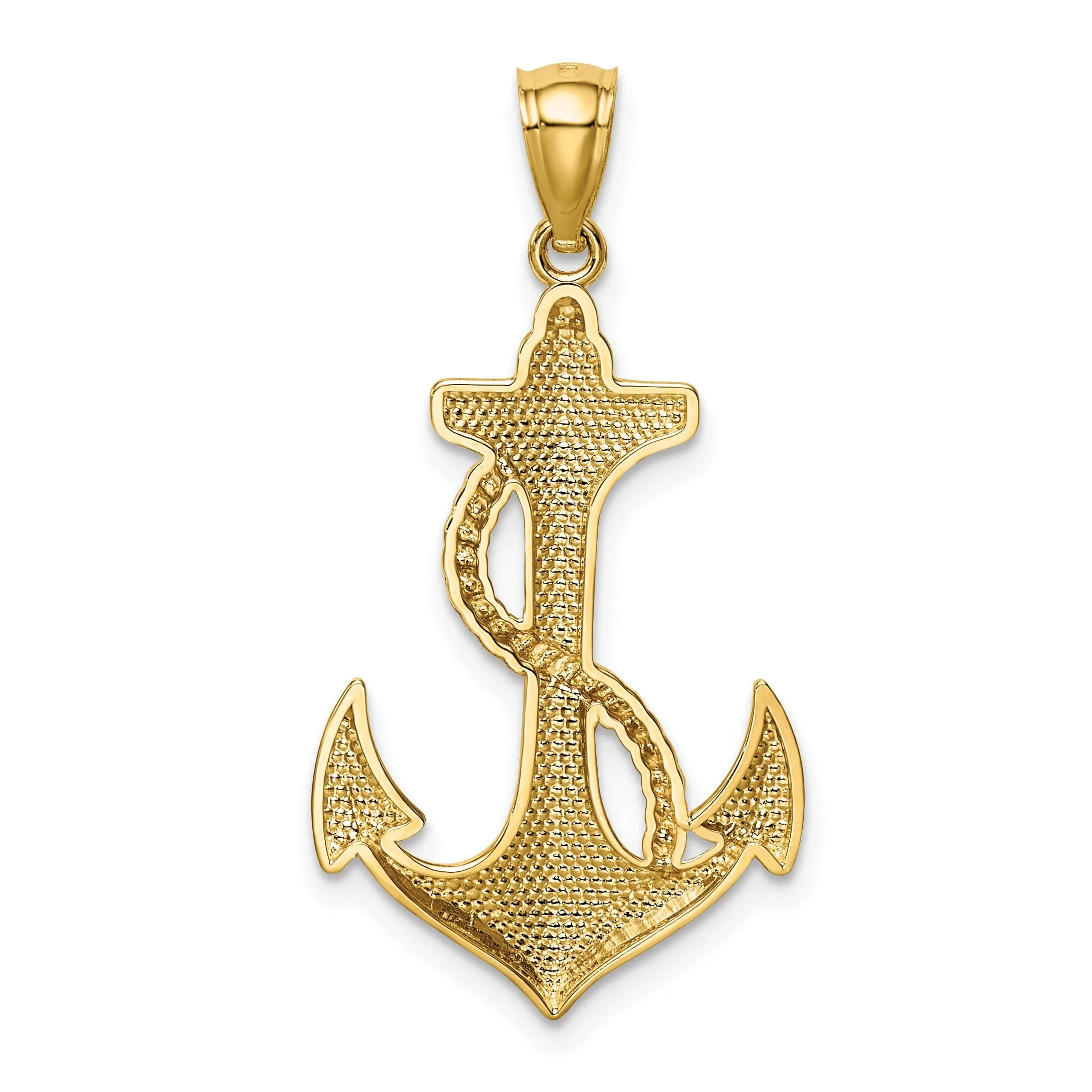 14k Yellow Gold Concave Anchor with Rope Charm