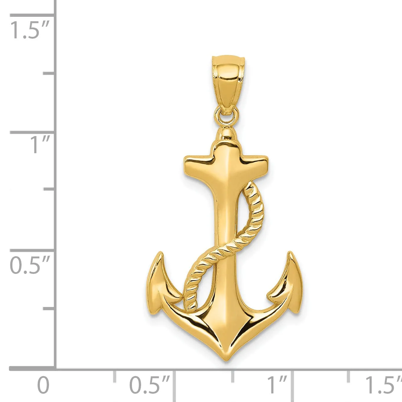 14k Yellow Gold Concave Anchor with Rope Charm