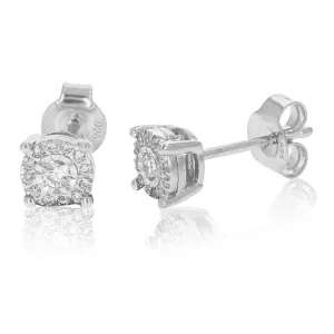 1/5 cttw Round Cut Lab Grown Diamond Stud Earrings .925 Sterling Silver Prong Set