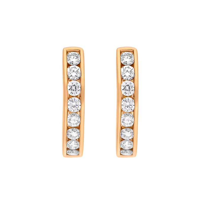 18ct Rose Gold Diamond 0.25ct Channel Set Hoop Earrings