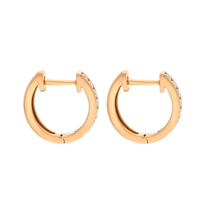 18ct Rose Gold Diamond 0.25ct Channel Set Hoop Earrings