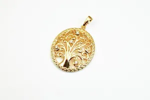 18K Gold Filled Tree Of Life Pendant Charm Size 27x22mm With CZ Cubic Zirconia Stone Gold Filled Pendant Wedding For Jewelry Making GP82