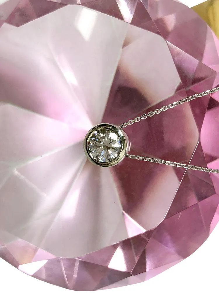 2 carat round cz pendant with 16 inch 14k white gold chain