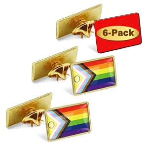 6 Pcs New Progress Pride Lapel Pins Bulk- LGBT Transgender Rainbow Lesbian Bisexual Gay Progressive Pin Brooch Badge for Men Women Clothes Bags Hats