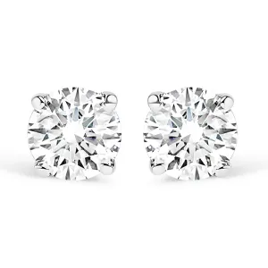 .925 Sterling Silver 3/4 Cttw Round Brilliant-Cut Near Colorless Diamond Classic 4-Prong Stud Earrings