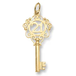 9CT GOLD 21ST BIRTHDAY KEY PENDANT