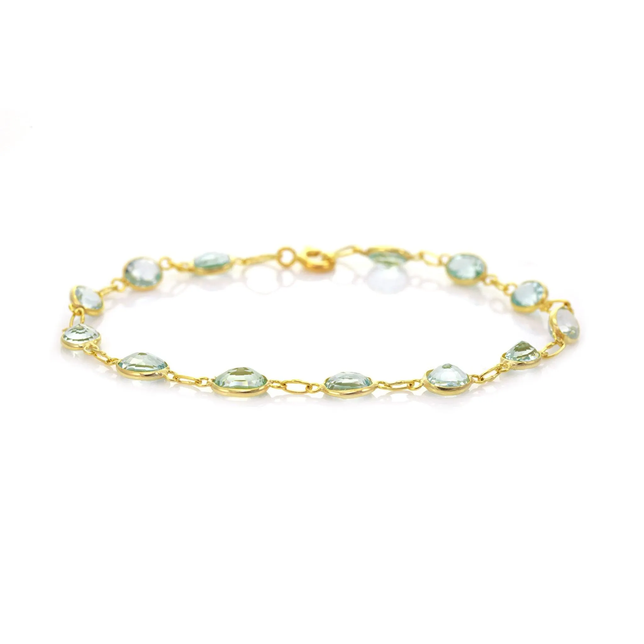 9ct Yellow Gold Bezel Set Aquamarine Bracelet