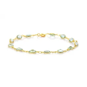 9ct Yellow Gold Bezel Set Aquamarine Bracelet