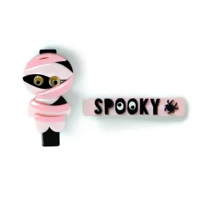 Alligator Hair Clips Set | Halloween Spooky Mummy Pink | Lilies & Roses NY