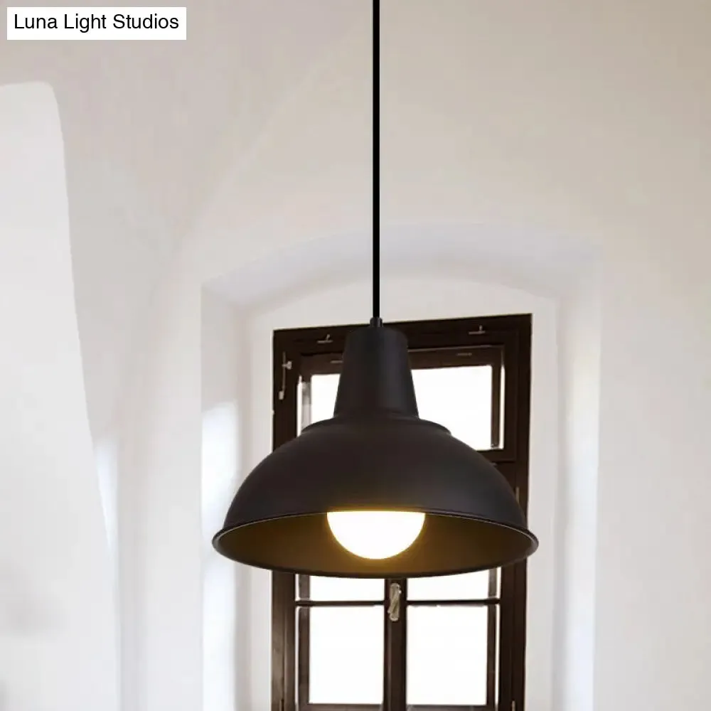 Antique Stylish Domed Suspension Light with Metallic Ceiling Pendant - Black/White