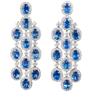 Azul | Simulated Diamond and blue Gemstone Chandelier Earrings