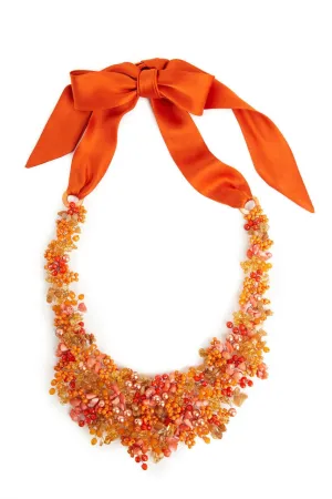 Beaded Bib Necklace - Cayenne