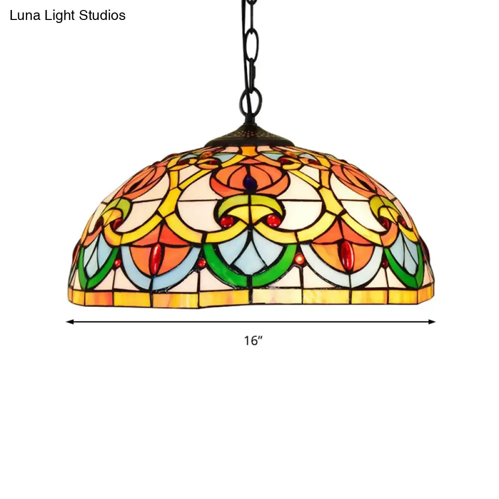 Black Stained Glass Bowl Pendant Light – Tiffany Style – Living Room