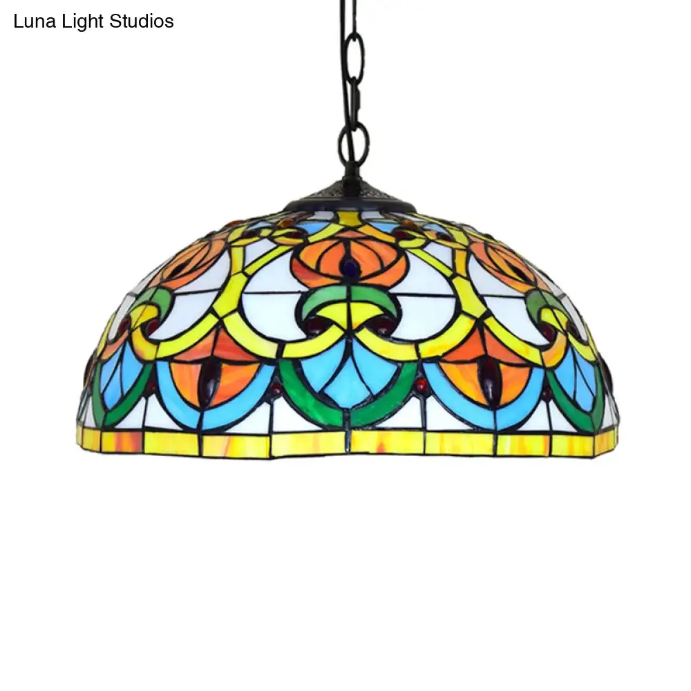 Black Stained Glass Bowl Pendant Light – Tiffany Style – Living Room