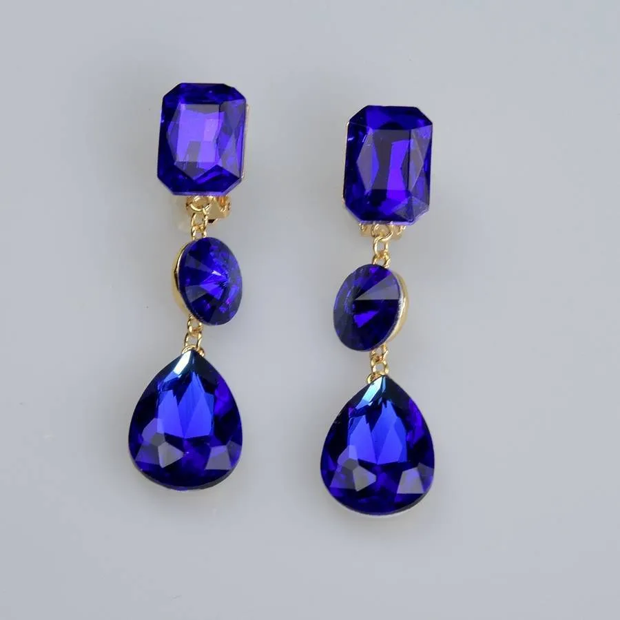 Bold 3 Stone Clip Earrings