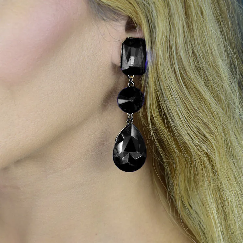 Bold 3 Stone Clip Earrings