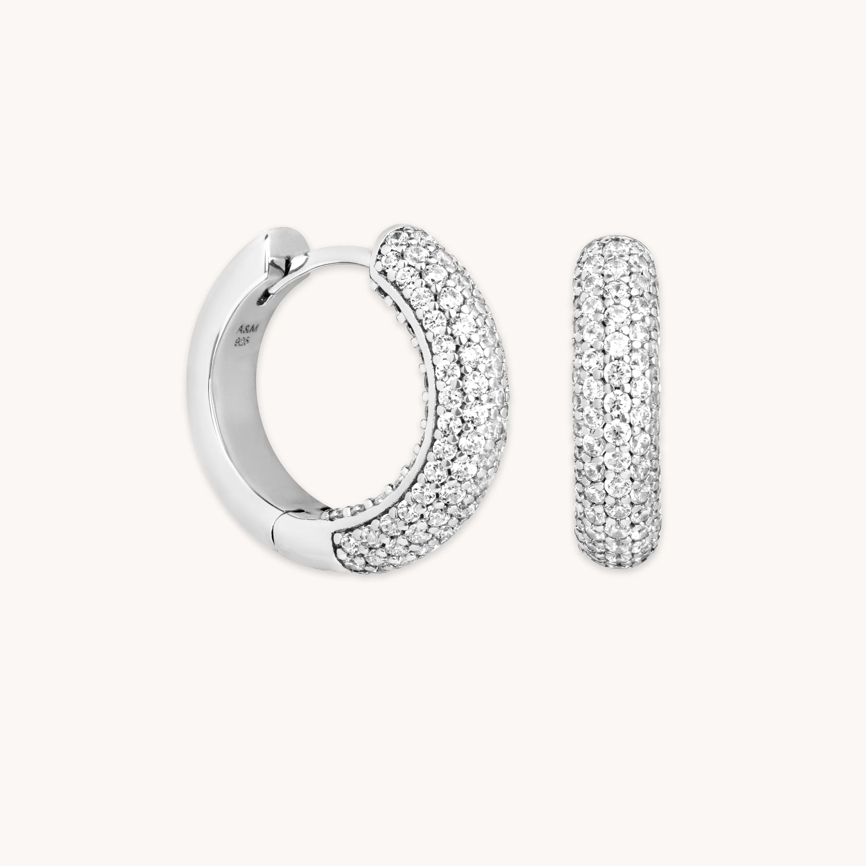 Bold Pavé Hoops in Silver