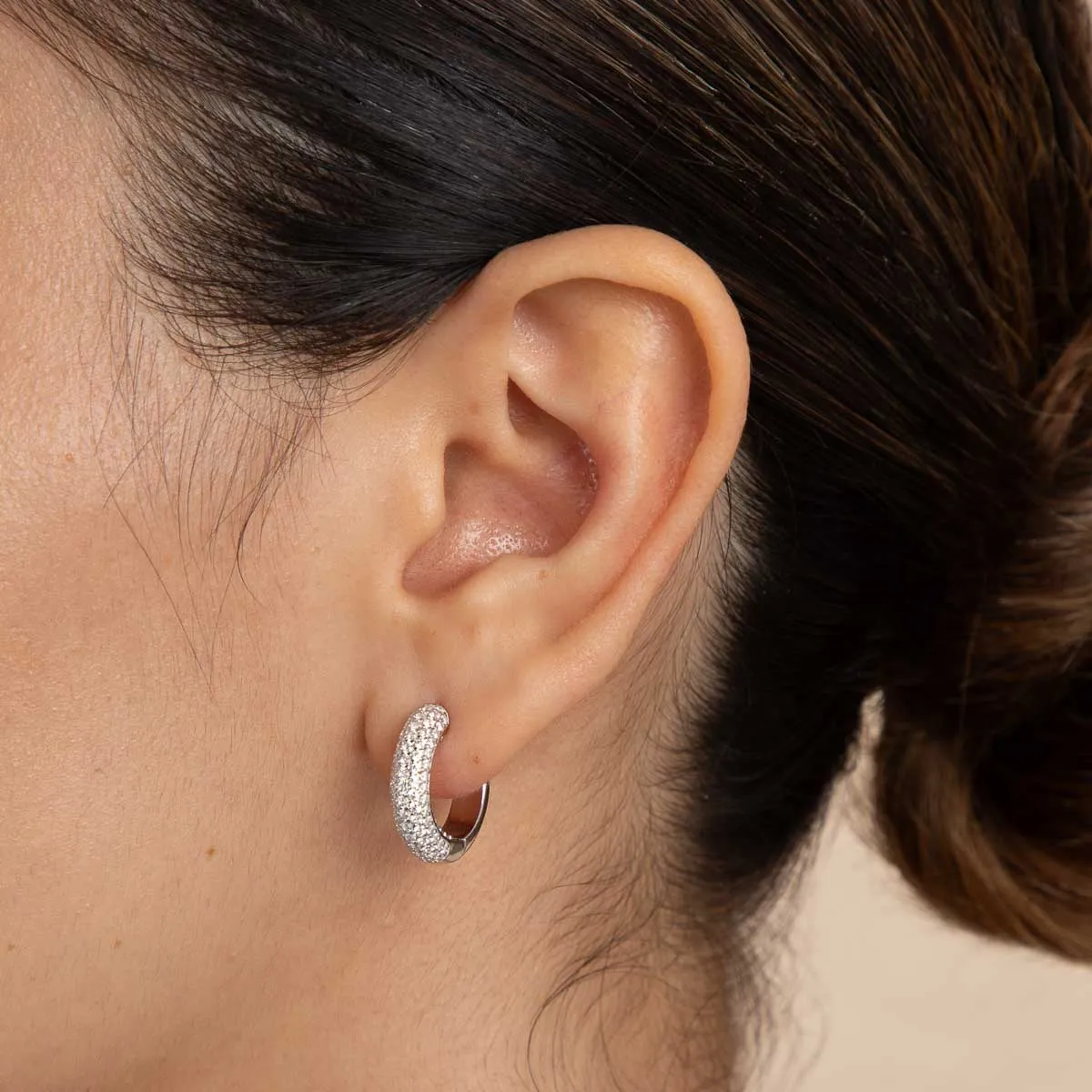 Bold Pavé Hoops in Silver