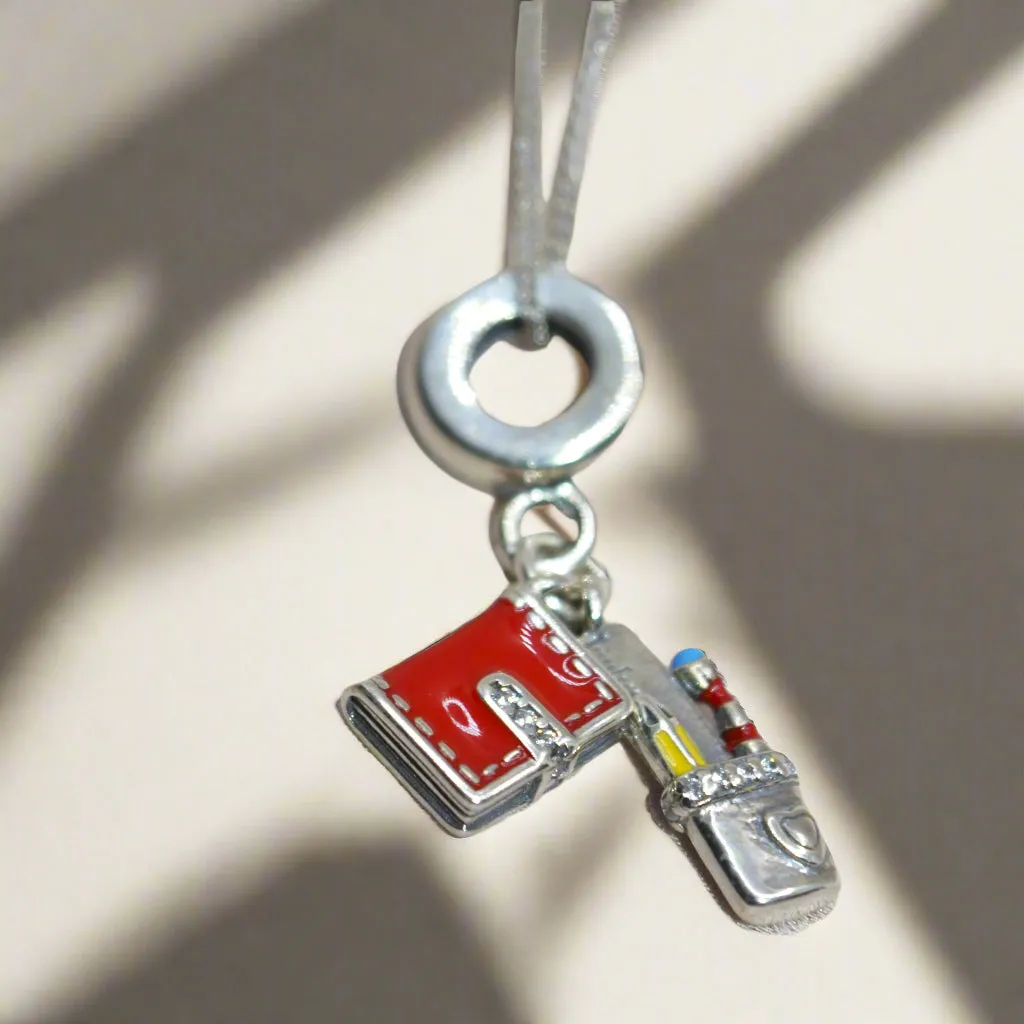 Book and Stationery Charm Pendant - 925 Silver Jewelry