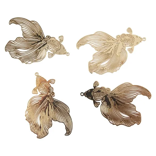 Brass Pendants - Goldfish - Pkg/4