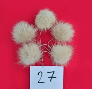 BY ORDER 5pc - 2,5" (60mm) Mink Fur Pom Poms Genuine Fur Ball Charm Pendant for Keychain Necklace Earring Pompom Pom Ring Beige Mink Pompom