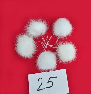 BY ORDER 5pc - 2,5" (60mm) Mink Fur Pom Poms Genuine Fur Ball Charm Pendant for Keychain Necklace Earring Pompom Pom Ring White Mink Pompom