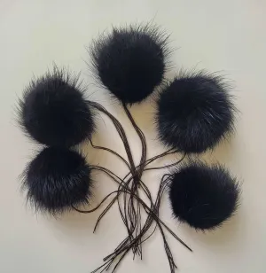 BY ORDER 5pc - 2" (50mm) Genuine Natural Mink Pom Poms Fur Ball Charm Pendant for Keychain Necklace Earring Pompom Pom Ring Black Fur Pompom