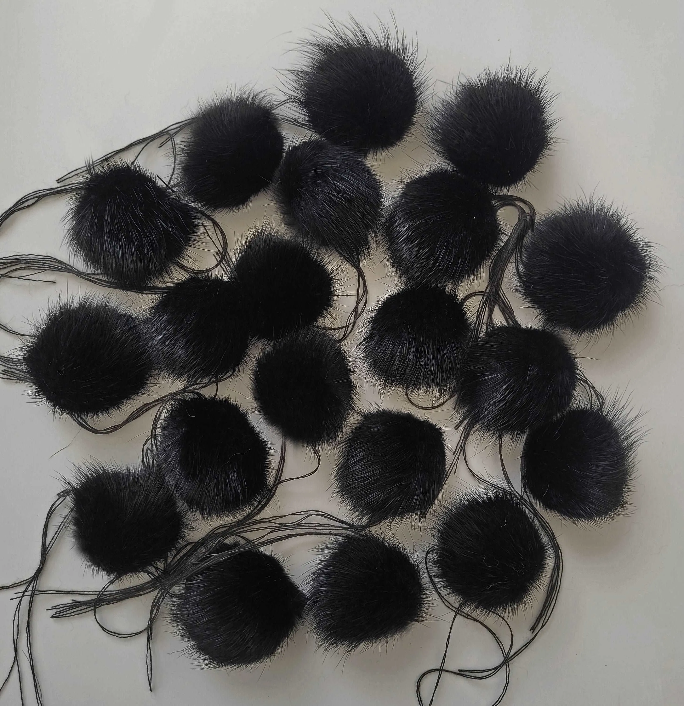 BY ORDER 5pc set Large Mink Fur Pom Poms Genuine Fur Ball Charm Pendant for Keychain Necklace Earring Pompom Pom Ring Natural Fur Pompom