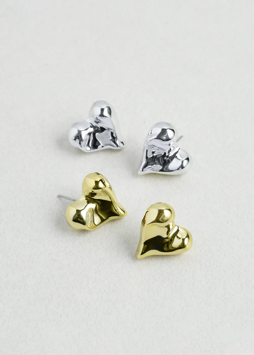 Chunky Heart Stud Earrings