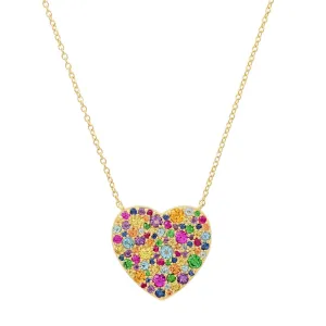 Classic Cluster Semi Precious Heart Necklace