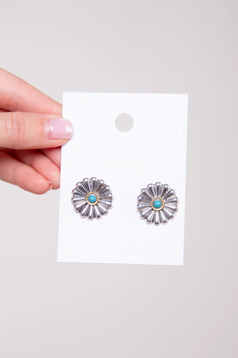 Concho Turquoise Stud Earrings