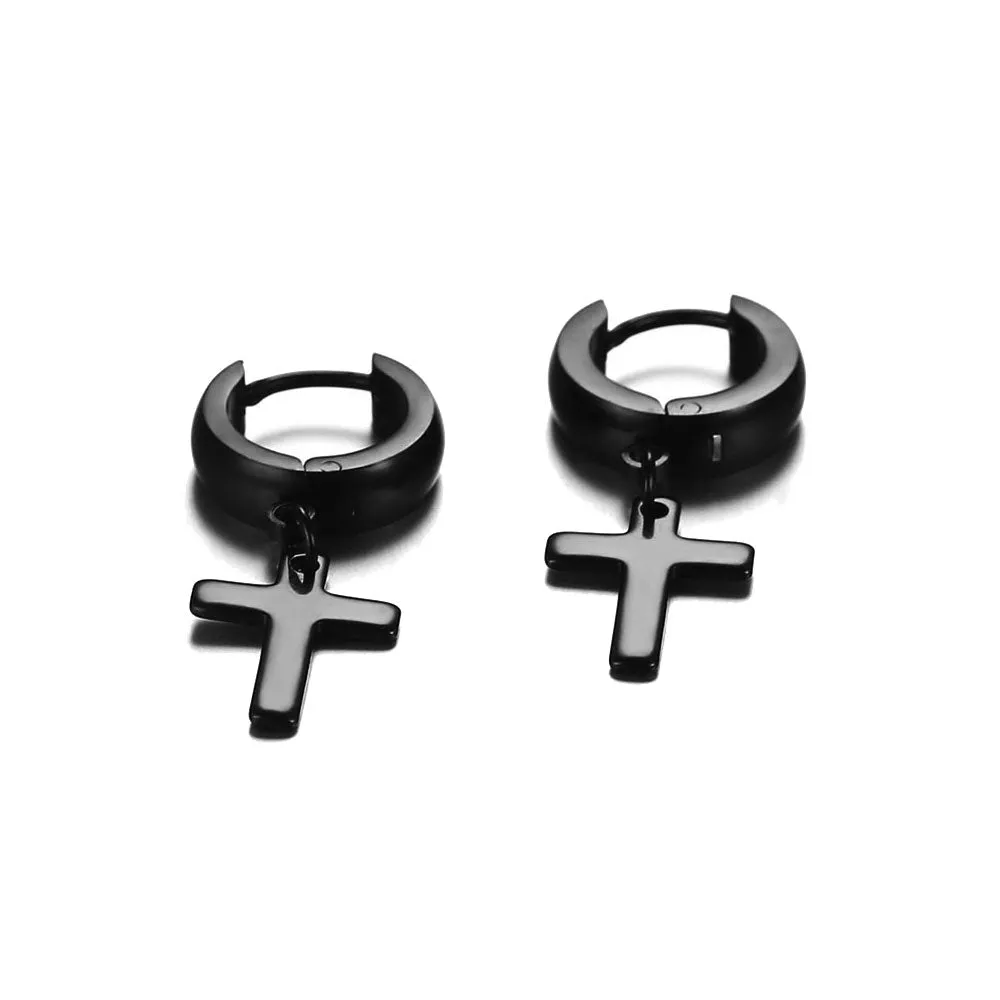 CROSS PENDANTS HOOPS EARRING