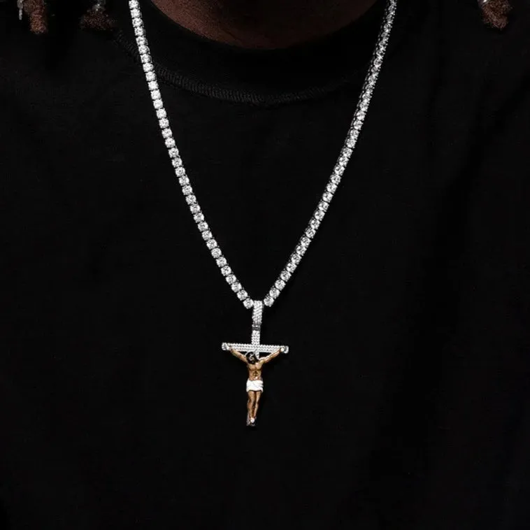 Custom Enamel Crucifix Pendant in 925 Sterling Silver