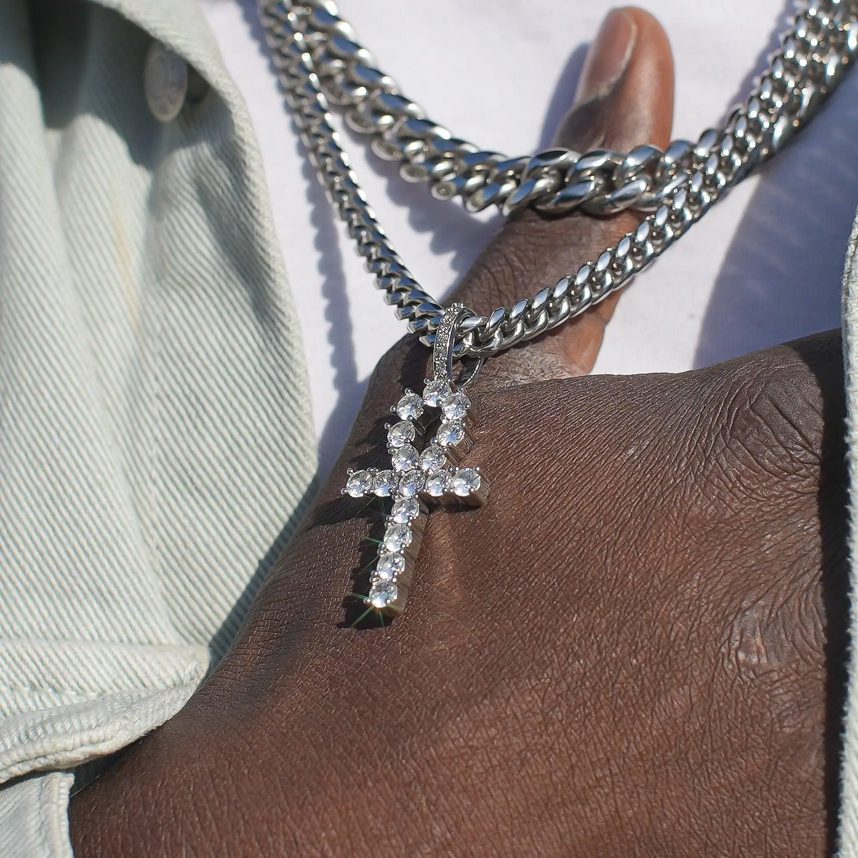 Diamond Ankh Pendant - White Gold