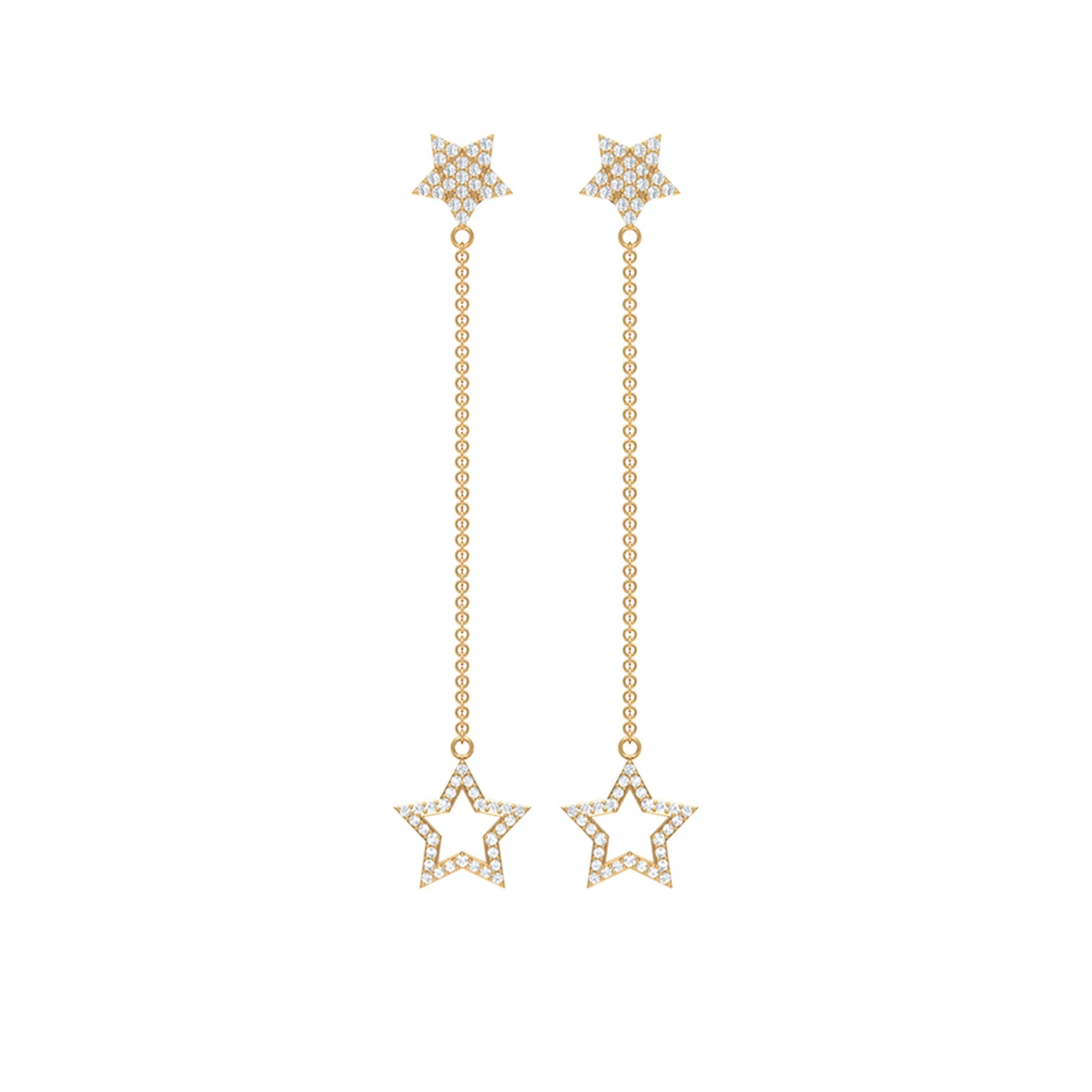 Diamond Star Chain Dangle Earrings