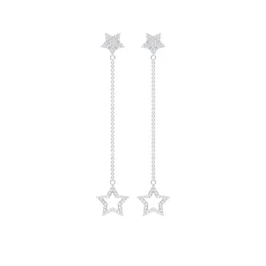 Diamond Star Chain Dangle Earrings