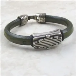 Distressed Green Man's Leather Bracelet