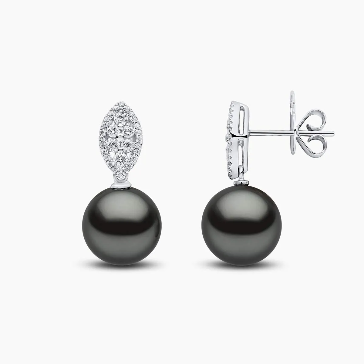 Duchess 18K Gold Tahitian Pearl and Diamond Cascade Earrings