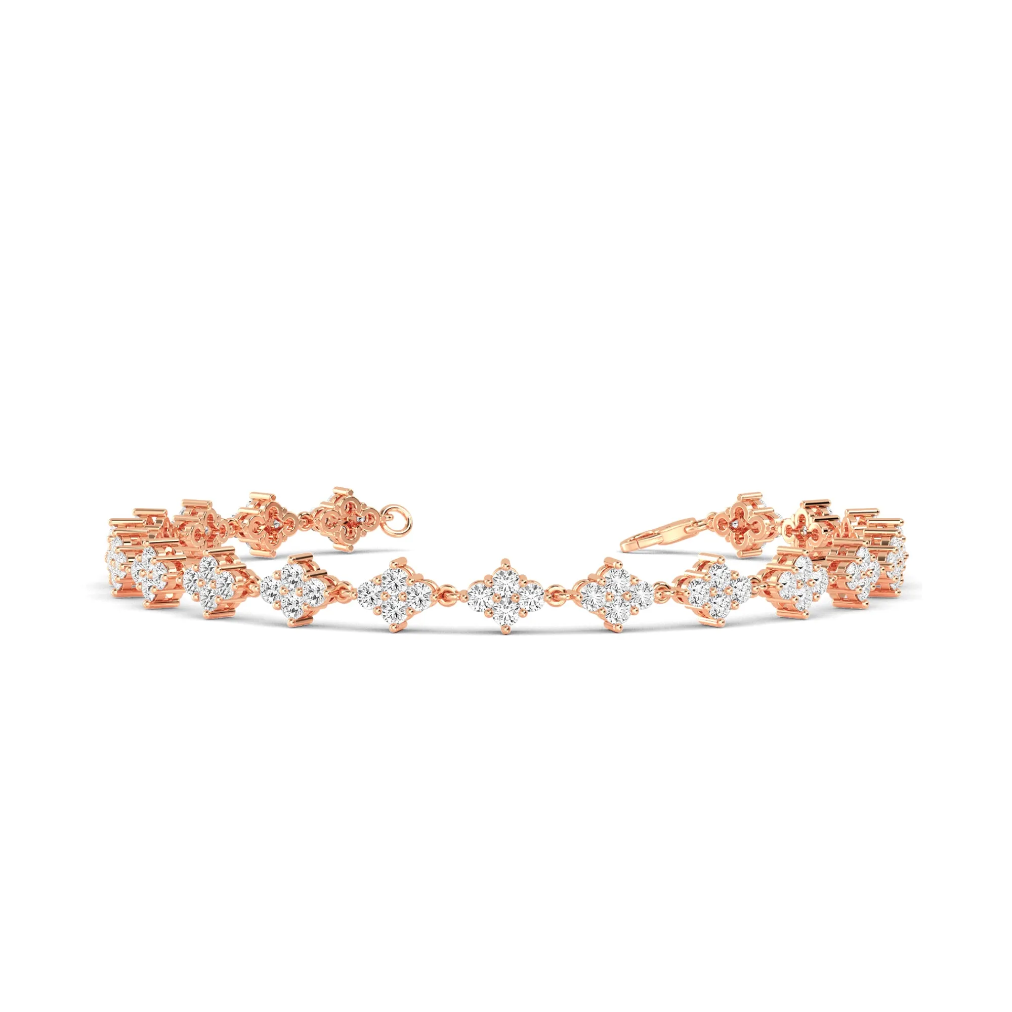 Elegant Diamond Cluster Gold Bracelet